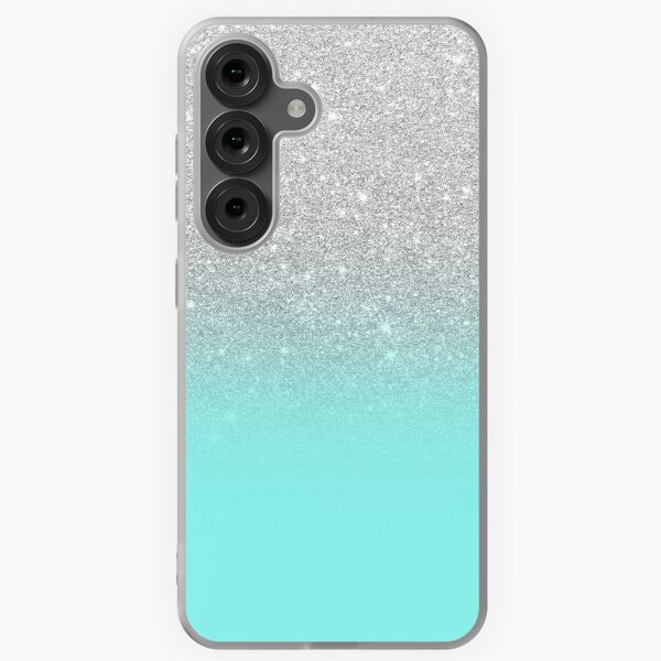 Item preview, Modern silver glitter ombre teal ocean designed and sold by GirlyTrend.