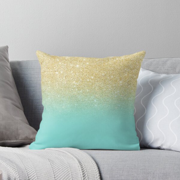 Item preview, Gold glitter ombre robbin egg blue color block designed and sold by GirlyTrend.