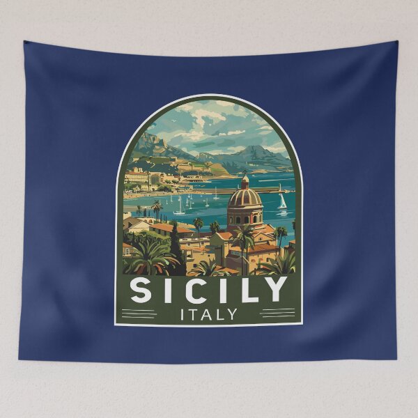 Item preview, Sicily Italy Travel Art Emblem designed and sold by KrisSidDesigns.