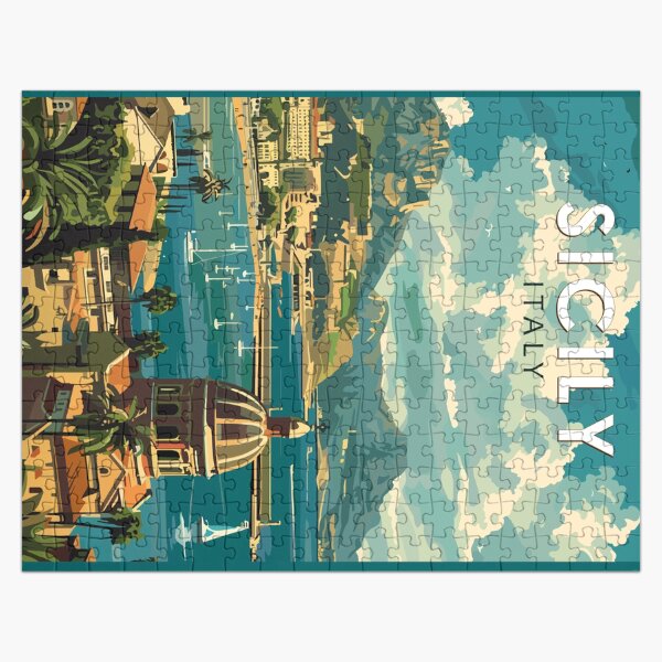 Vista previa del artículo con la obra «Sicilia Italia Viajes Arte Vintage», diseñado y vendido por KrisSidDesigns.