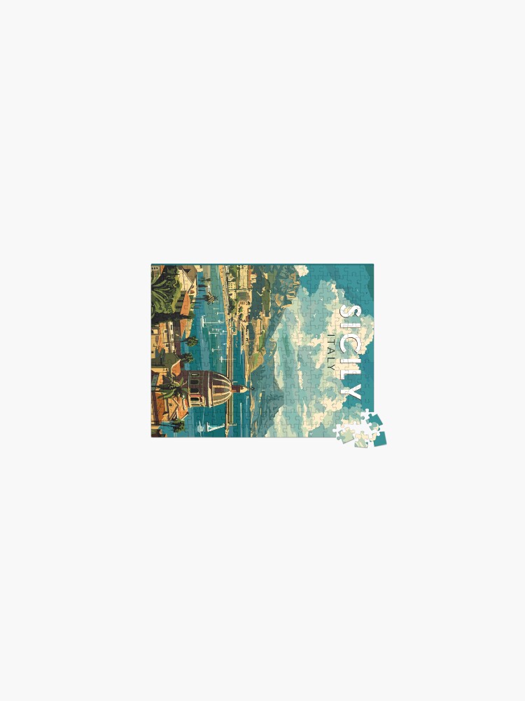 Thumbnail 1 of 2, Jigsaw Puzzle, Sicily Italy Travel Art Vintage designed and sold by KrisSidDesigns.