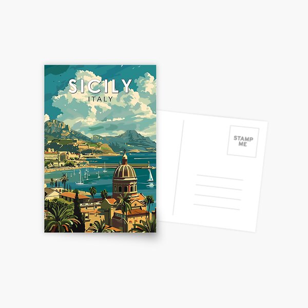 Item preview, Sicily Italy Travel Art Vintage designed and sold by KrisSidDesigns.