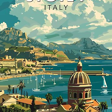 Artwork thumbnail, Sicily Italy Travel Art Vintage by KrisSidDesigns