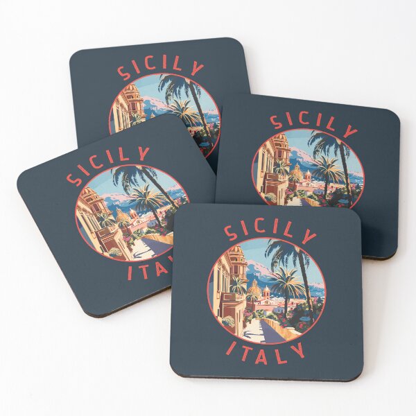 Item preview, Sicily Italy Retro Distressed Circle designed and sold by KrisSidDesigns.