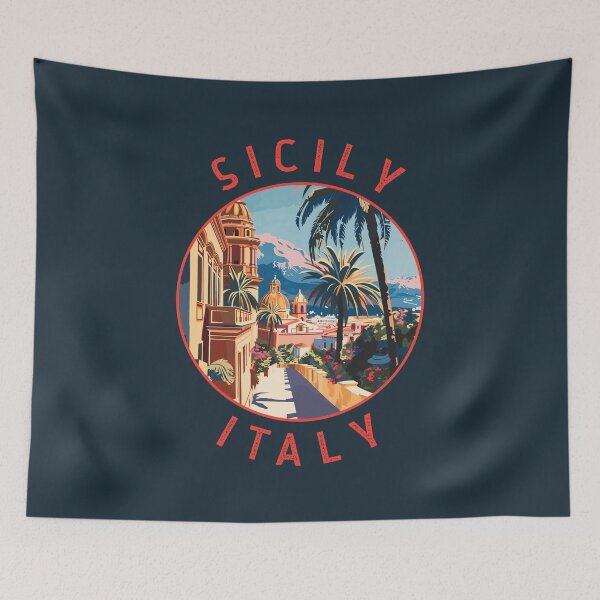 Item preview, Sicily Italy Retro Distressed Circle designed and sold by KrisSidDesigns.