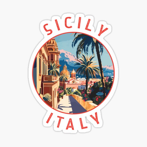 Item preview, Sicily Italy Retro Distressed Circle designed and sold by KrisSidDesigns.
