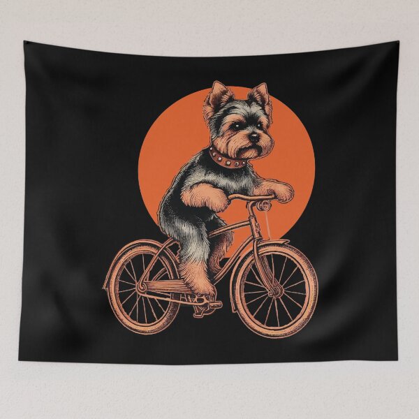 Item preview, Yorkshire Terrierdog riding a bicycle designed and sold by JawArts.