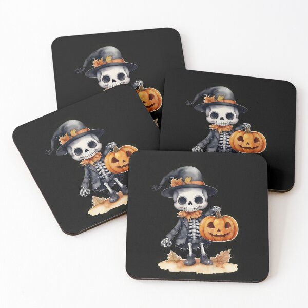 Item preview, Little Horrors - Cute Skeleton and Pumpkin (Black Variant) designed and sold by Creep-Vault.