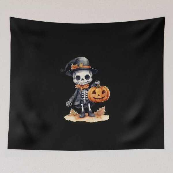Item preview, Little Horrors - Cute Skeleton and Pumpkin (Black Variant) designed and sold by Creep-Vault.