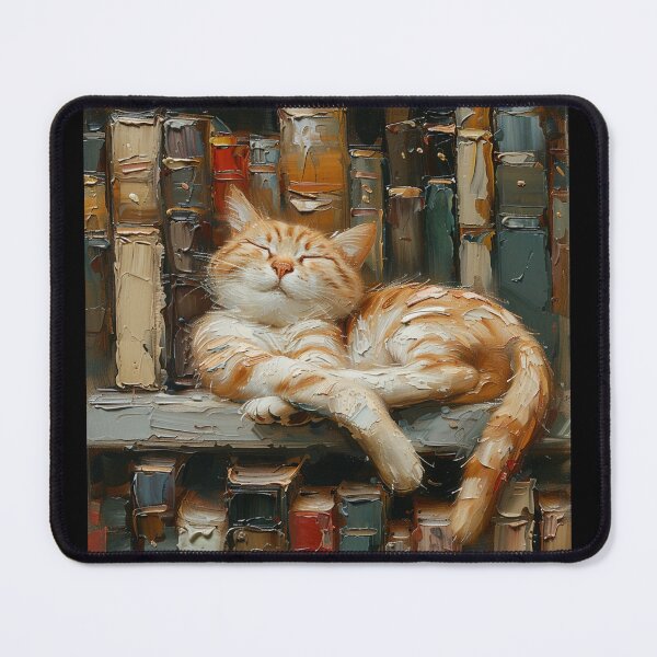Item preview, Library Cat Print, Whimsical Cat and Books Illustration, Art for Bookworms designed and sold by SavageKitties.