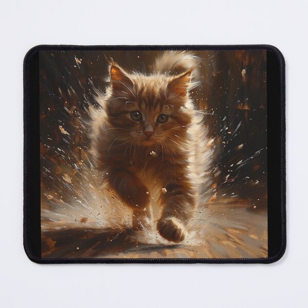 Item preview, Dramatic Kitten Running Wall Art Print, Vibrant Kitten Scene for Living Room designed and sold by SavageKitties.