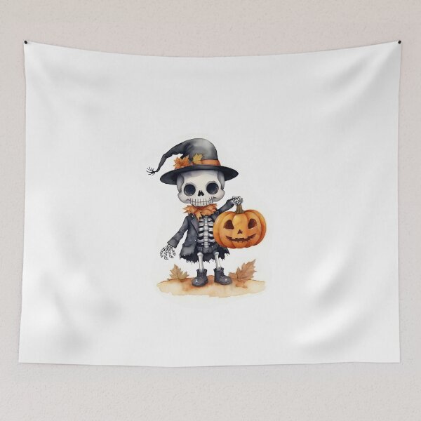 Item preview, Little Horrors - Cute Skeleton and Pumpkin (White Variant) designed and sold by Creep-Vault.