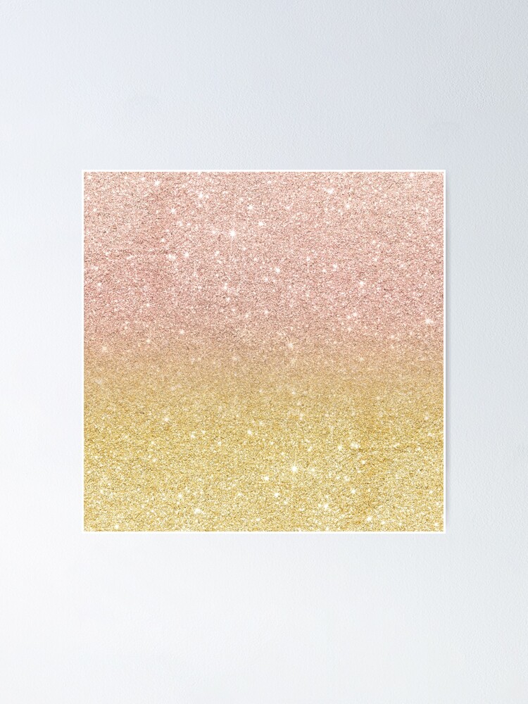 Modern rose gold glitter ombre gold glitter | Poster