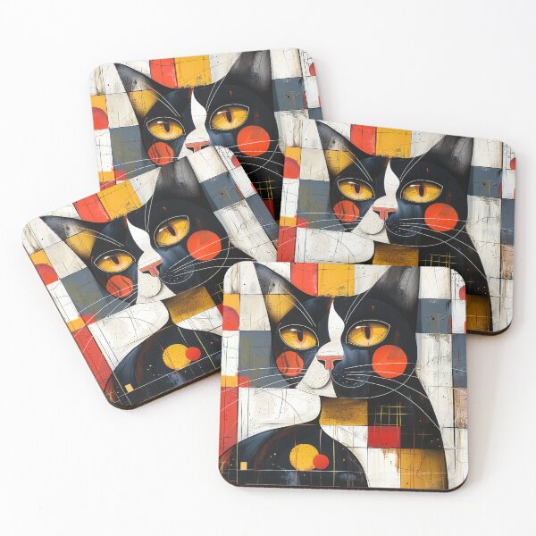 Item preview, Abstract Cat Art, Vibrant Colorful Cat Painting, Home Decor for Art Lovers designed and sold by SavageKitties.