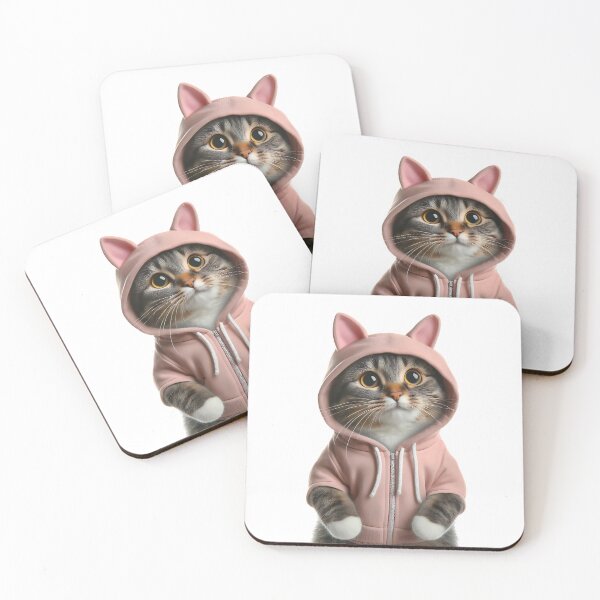 Item preview, very cute cat with a hoodie stands designed and sold by bernhagen.