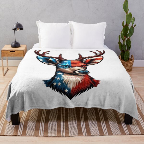 Item preview, Patriotic Tatted Deer with Heterochromia designed and sold by TattedWolf.