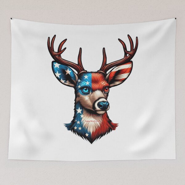 Item preview, Patriotic Tatted Deer with Heterochromia designed and sold by TattedWolf.