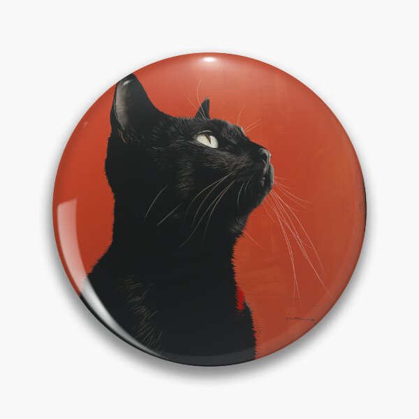 Item preview, Black Cat with a Red Background Artwork, Striking Home Decoration designed and sold by SavageKitties.
