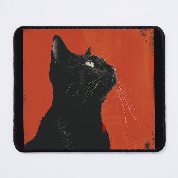 Item preview, Black Cat with a Red Background Artwork, Striking Home Decoration designed and sold by SavageKitties.