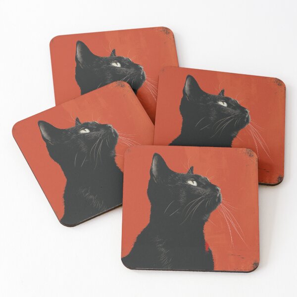 Item preview, Black Cat with a Red Background Artwork, Striking Home Decoration designed and sold by SavageKitties.