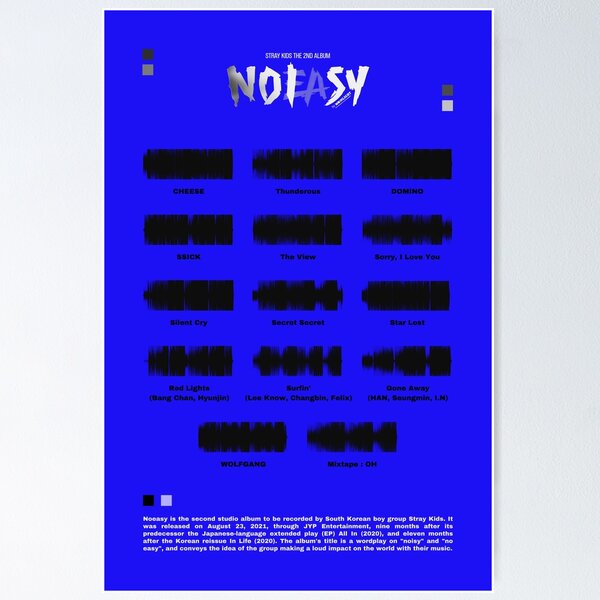 Aperçu de l'œuvre ALBUM NO EASY DE STRAY KIDS SOUNDWAVE AFFICHE créée et vendue par OnTimeMerch.