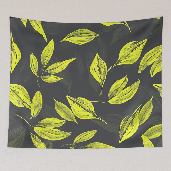 Item preview, Leaf pattern, neon yellow color on a gray background designed and sold by Dream scape  of Lucy.