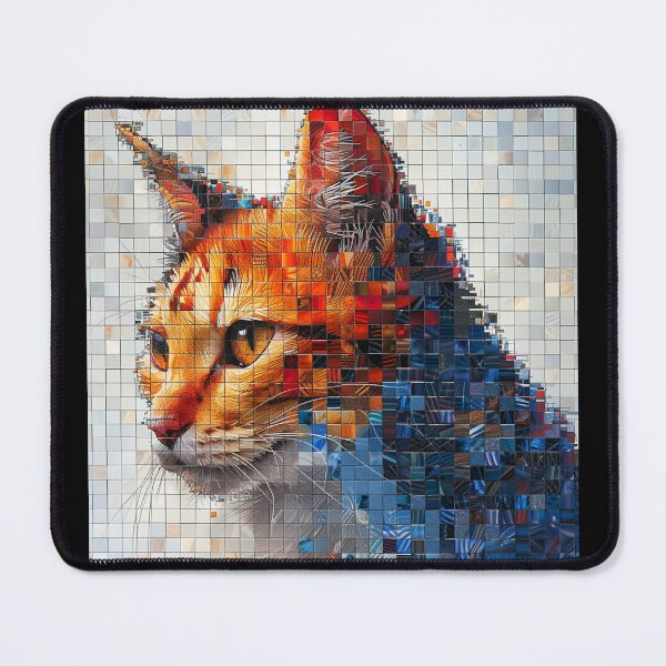 Item preview, Digital Mosaic Of Cat Artwork, Vibrant Cat Wall Decor designed and sold by SavageKitties.