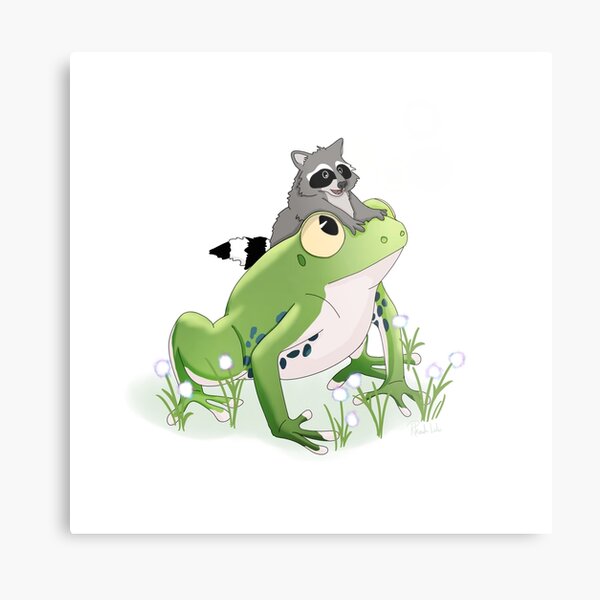 Frog and Raccoon - Best Friends Metal Print