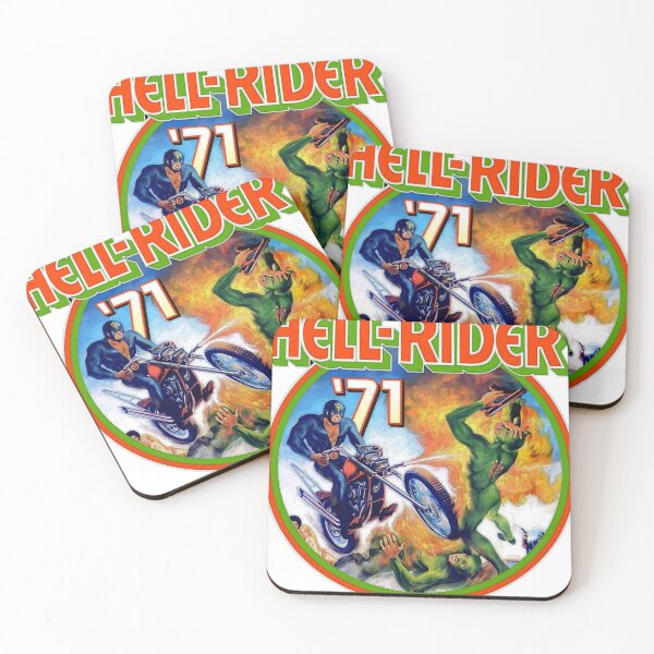 Item preview, 70s 80s style kitsch classic Hell-Rider Comic cover geek nerd style designed and sold by blackdoggdesign.
