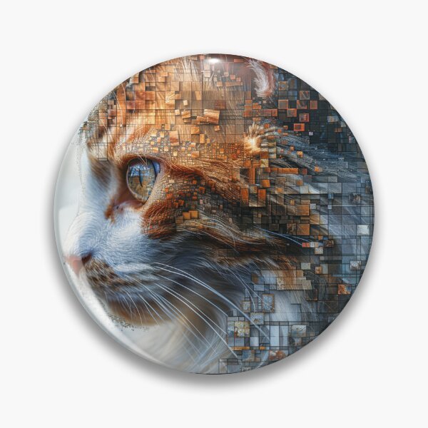 Item preview, Mosaico digital de impresión de gato, arte felino colorido designed and sold by SavageKitties.