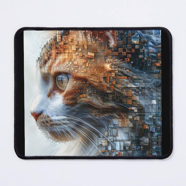 Item preview, Digital Mosaic Of Cat Print, Colorful Feline Art designed and sold by SavageKitties.