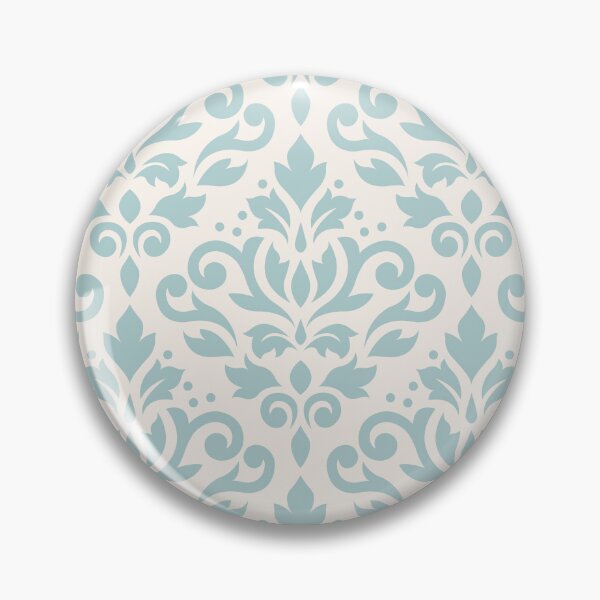 Item preview, Scroll Damask Pattern Lt Teal on Cream designed and sold by NataliePaskell.