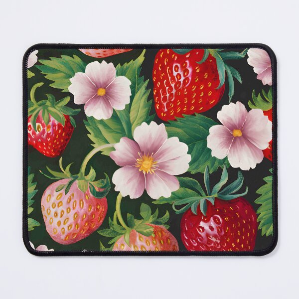 Item preview, Ripe strawberries with leaves and flowers painting - the beauty and bounty of nature designed and sold by GraphicDream.