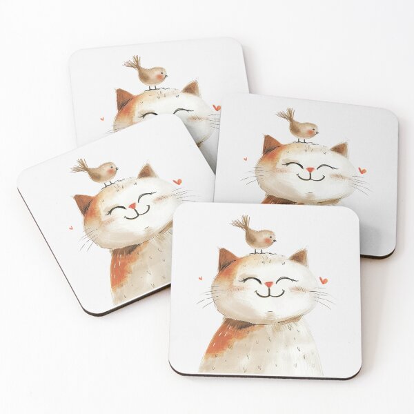 Item preview, Sweet Cat with a Little Bird on Its Head  Watercolour Design designed and sold by DaisyHouse.