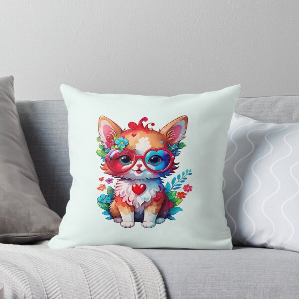 Item preview, "Heartfelt Whiskers: Cute Kitty with Red Heart Glasses Sticker on Redbubble" designed and sold by Cosmicreations1.