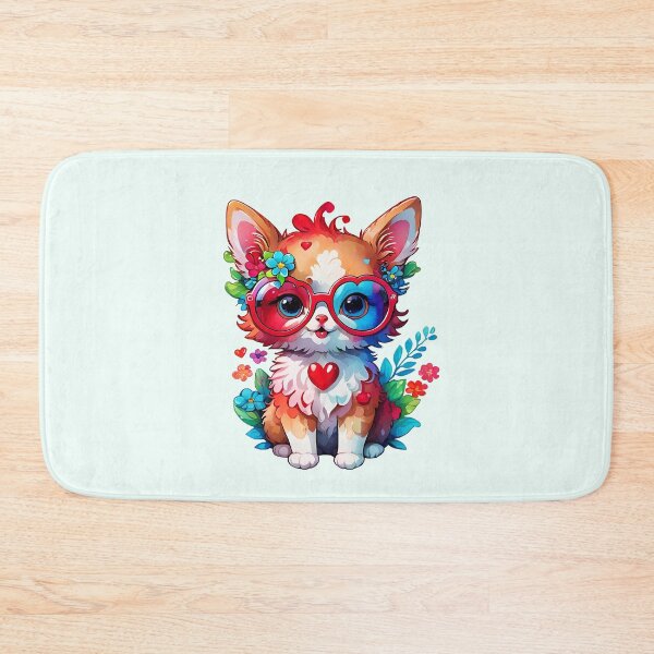 Item preview, "Heartfelt Whiskers: Cute Kitty with Red Heart Glasses Sticker on Redbubble" designed and sold by Cosmicreations1.