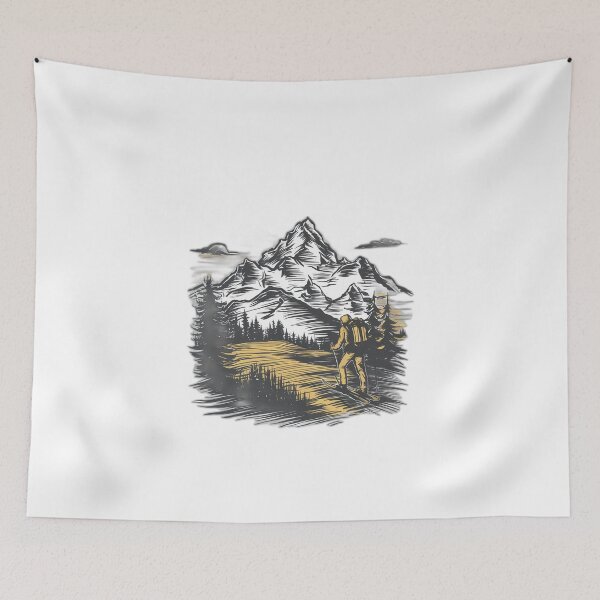 Item preview, Ski and Hiking Mountain Sketch designed and sold by onicaras.