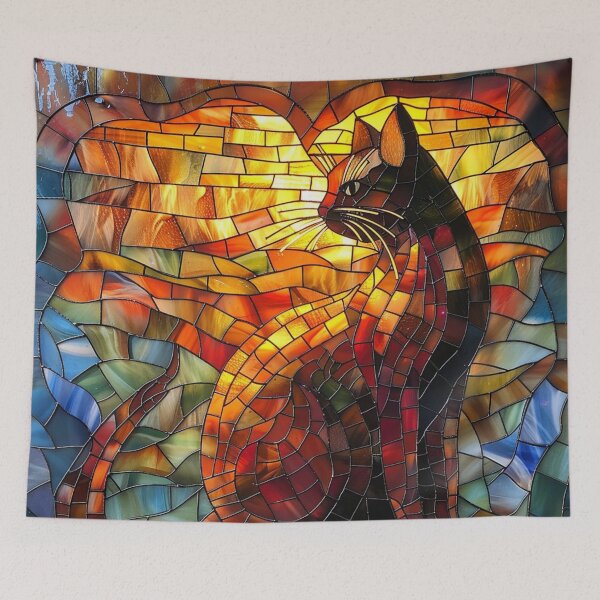Item preview, Stain Glass Mural of Cat designed and sold by Myra365Art.