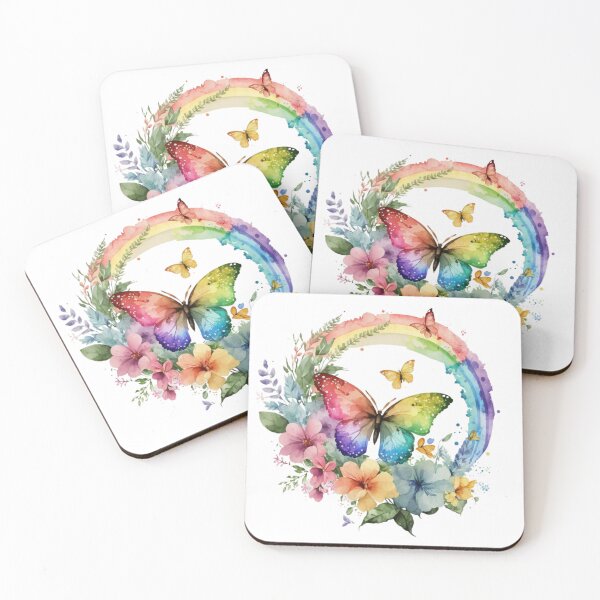 Artikelvorschau, Schmetterlinge, Regenbögen und Blumen entworfen und verkauft von Janetlousart.