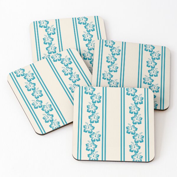 Item preview, Simple Tropical Turquoise Hibiscus Stripes designed and sold by Pink Pineapple Works.