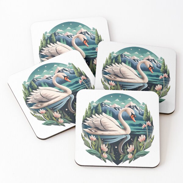 Item preview, Beautiful mute white swan and mountain view designed and sold by Ann Miu Deluxe.