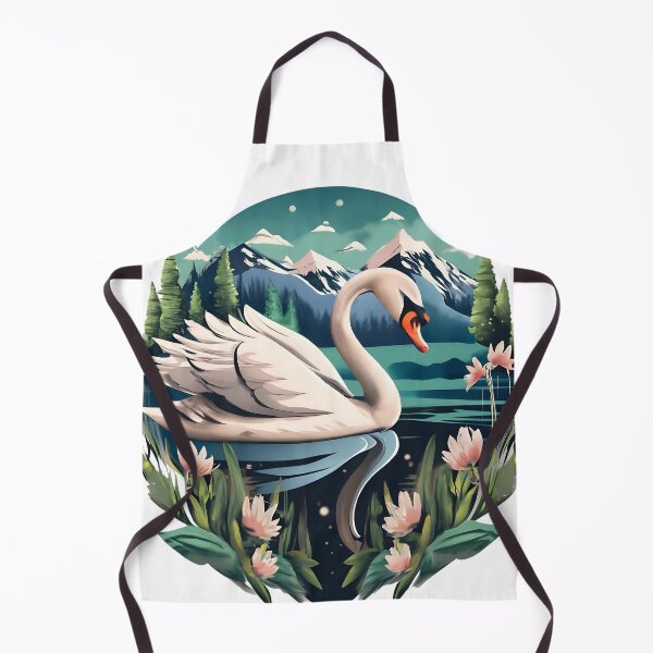 Item preview, Beautiful mute white swan and mountain view designed and sold by Ann Miu Deluxe.