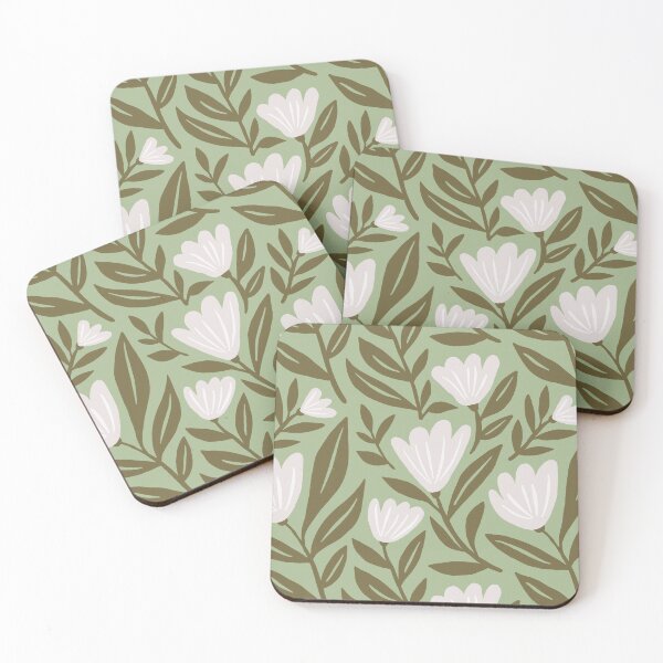 Item preview, Maximalist floral pattern in sage green and beige designed and sold by Miss-Belle.