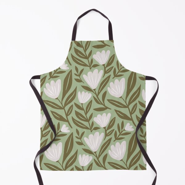Item preview, Maximalist floral pattern in sage green and beige designed and sold by Miss-Belle.