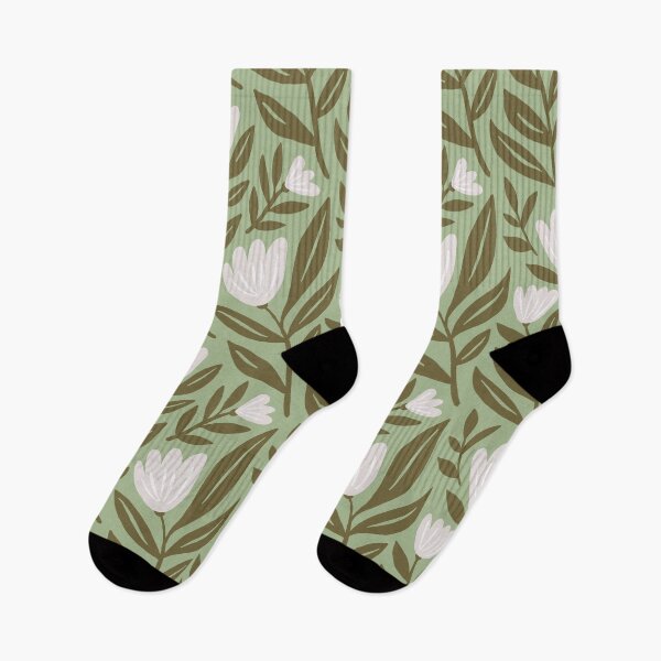Item preview, Maximalist floral pattern in sage green and beige designed and sold by Miss-Belle.