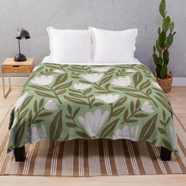 Item preview, Maximalist floral pattern in sage green and beige designed and sold by Miss-Belle.