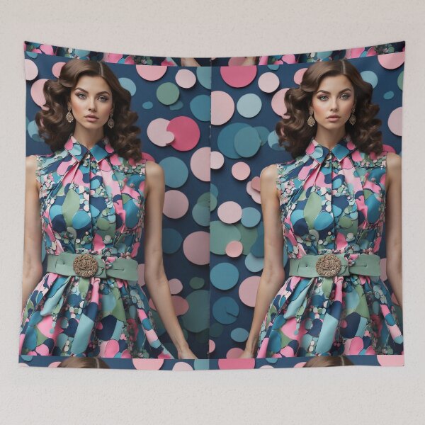 Item preview, beautiful spring printed dress in pastel colors with colorful spots designed and sold by Carlos Gudino.