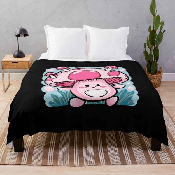 Item preview, Cute and happy Pink Mushroom Character Playful Cartoon mushroom art designed and sold by MotivaChic.