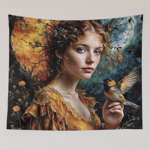 Item preview, Oil painting the woman and her bird designed and sold by PixelCraftDSG.