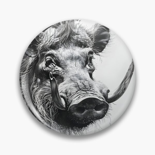 Item preview, Black and white Wild boar pencil drawing designed and sold by Pencil-Art.
